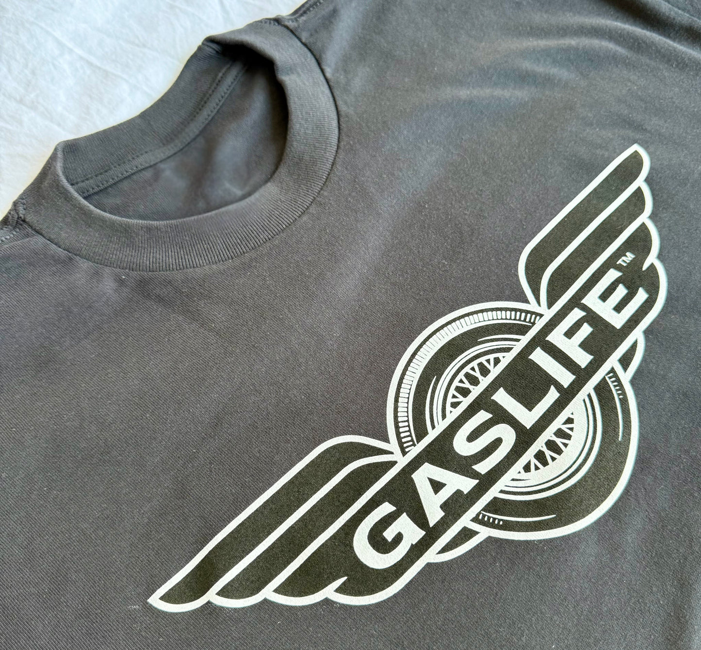 Gas Life® Winged Wheel T-Shirt - Graphite Black